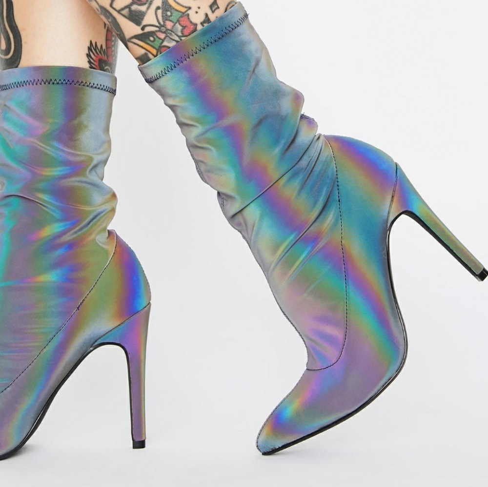 Rainbow Reflective Booties Size 7.5